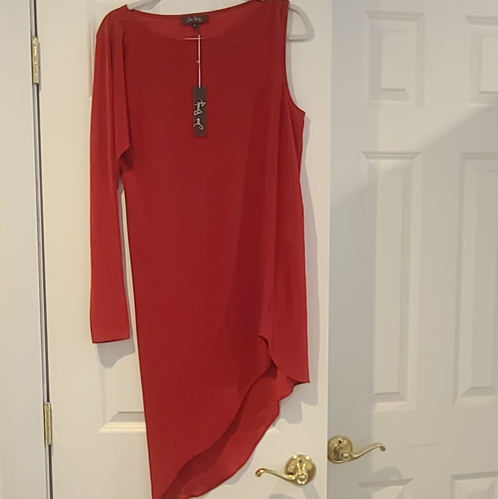 JB One Sleeve Red Dress